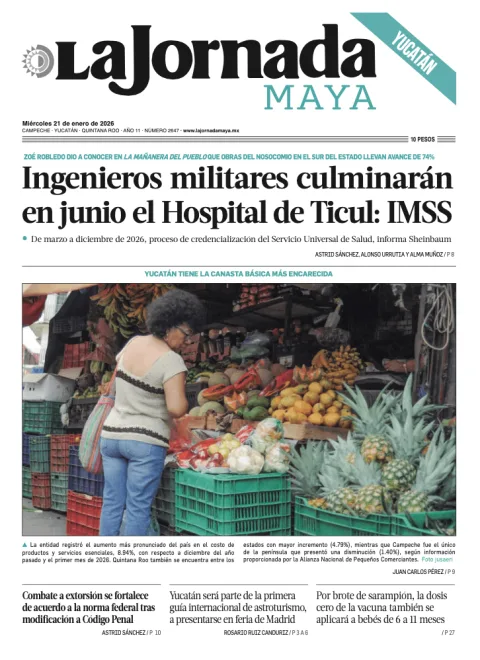 Portada de La Jornada Maya Yucatán del miércoles, 21 de enero de 2026