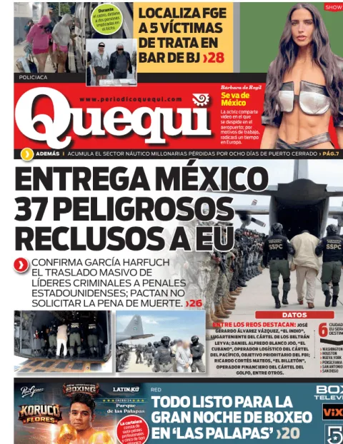 Portada de Quequi (contraportada) del sábado, 24 de enero de 2026
