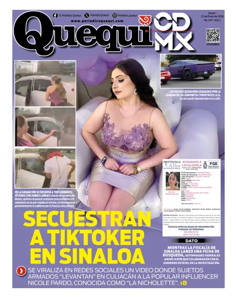 Portada de Quequi CDMX del jueves, 22 de enero de 2026