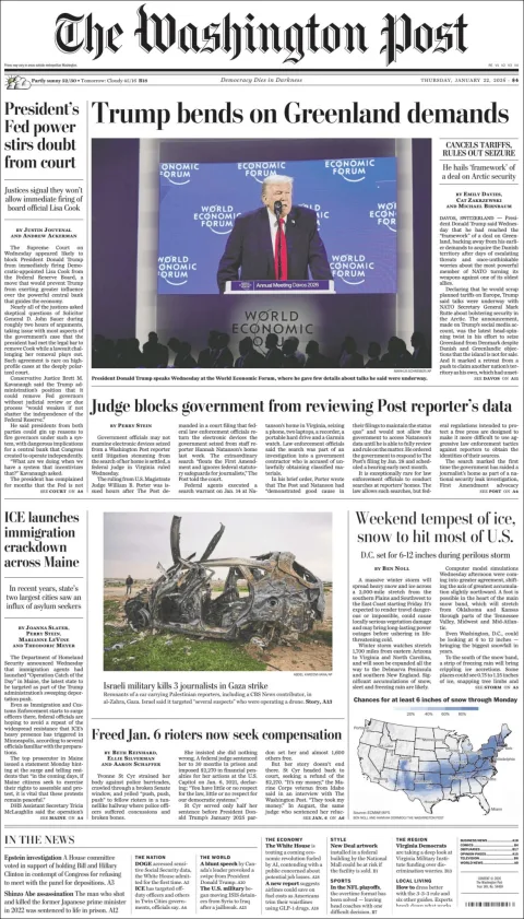 Portada de The Washington Post