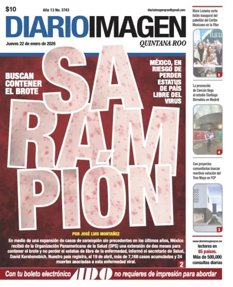 Portada de Diario Imagen Quintana Roo del jueves, 22 de enero de 2026