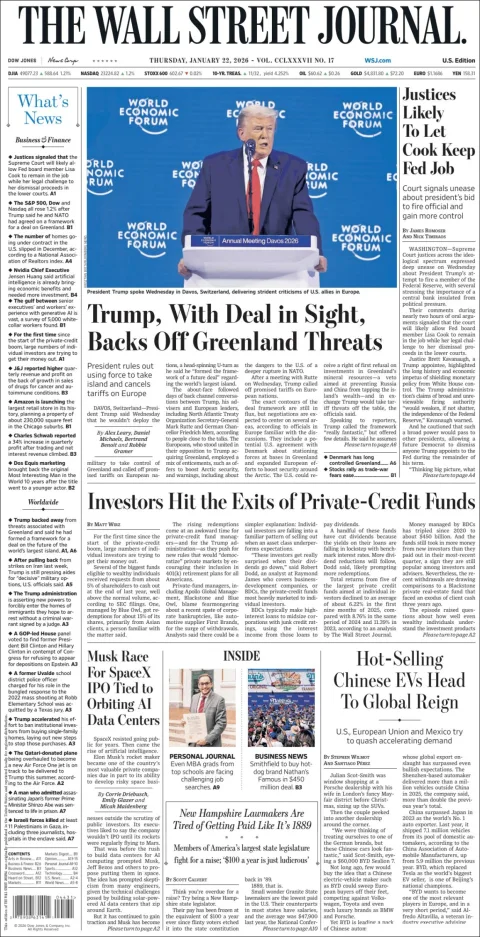 Portada de The Wall Street Journal