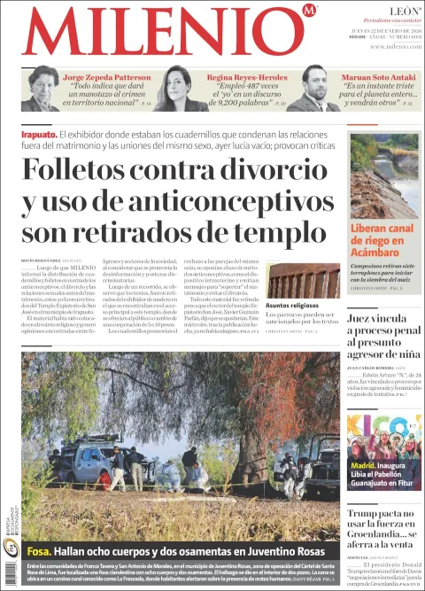 Portada de Milenio Leon del jueves, 22 de enero de 2026