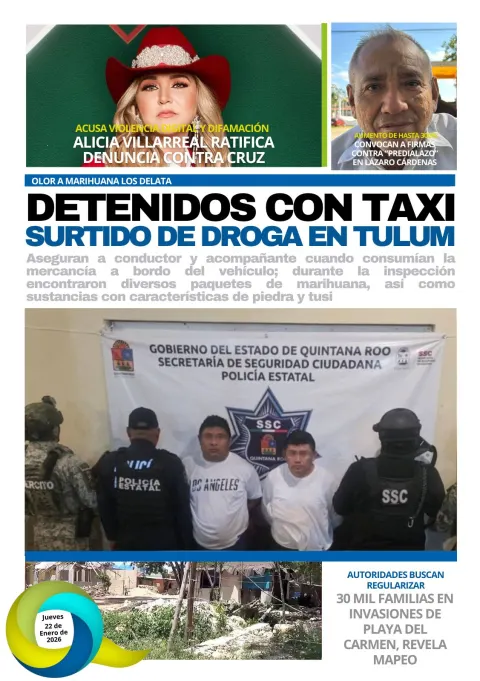 Portada de El Quintana Roo (contraportada) del 2026-01-22