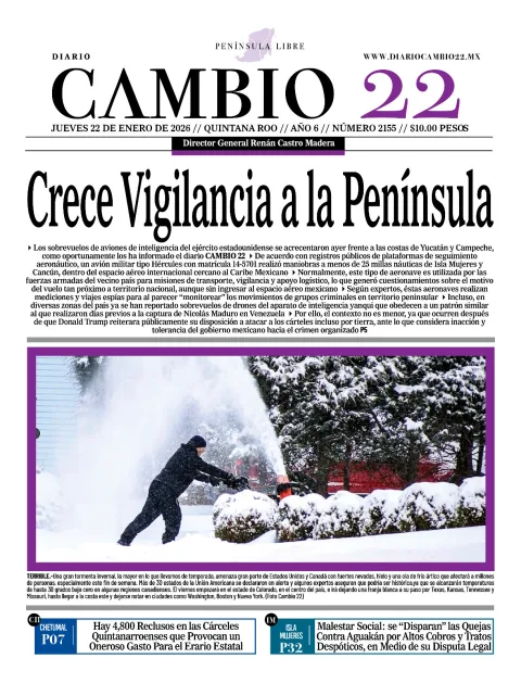 Portada de Diario Cambio 22 (portada) del jueves, 22 de enero de 2026