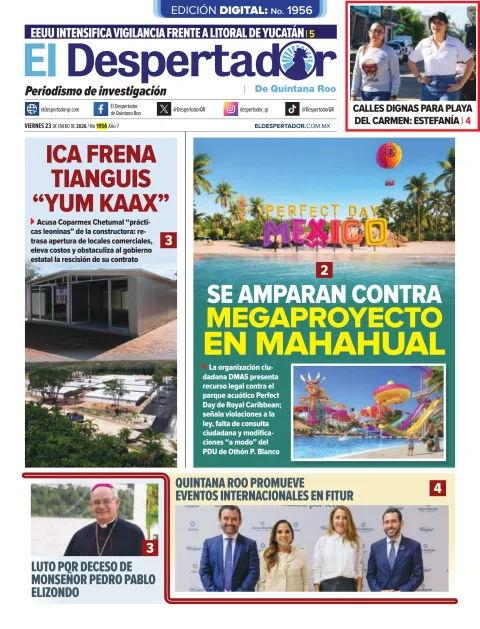 Portada de El Despertador de Quintana Roo del viernes, 23 de enero de 2026