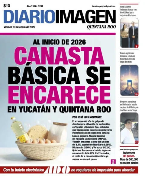 Portada de Diario Imagen Quintana Roo del viernes, 23 de enero de 2026
