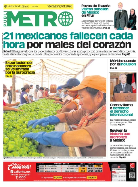 Portada de Publimetro Merida del viernes, 23 de enero de 2026