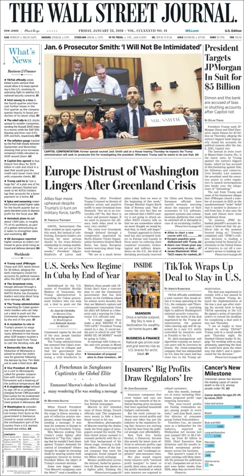 Portada de The Wall Street Journal