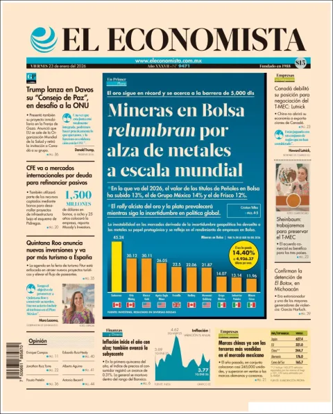 Portada de El Economista del viernes, 23 de enero de 2026