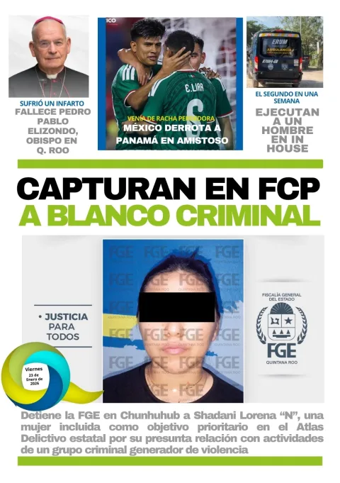 Portada de El Quintana Roo (contraportada) del 2026-01-23