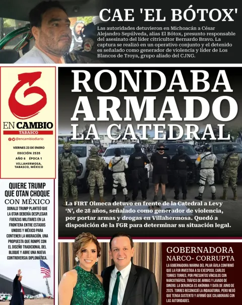 Portada de En Cambio - Tabasco (contraportada) del viernes, 23 de enero de 2026