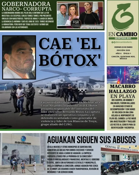 Portada de En Cambio - Quintana Roo (contraportada) del viernes, 23 de enero de 2026