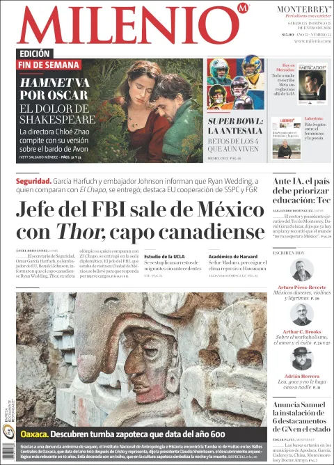 Portada de Milenio del sábado, 24 de enero de 2026