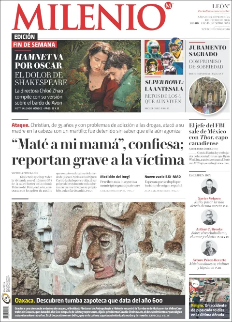 Portada de Milenio Leon del sábado, 24 de enero de 2026