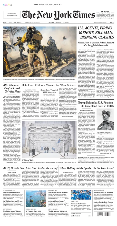 Portada de The New York Times (new York)