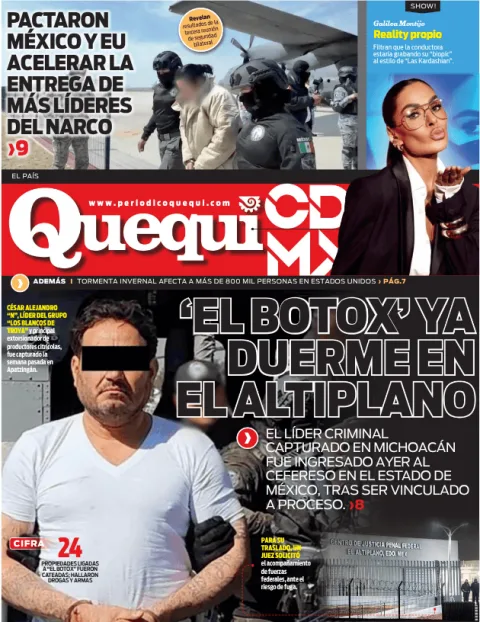 Portada de Quequi CDMX (contraportada) del lunes, 26 de enero de 2026