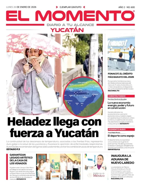 Portada de El Momento Yucatan del lunes, 26 de enero de 2026