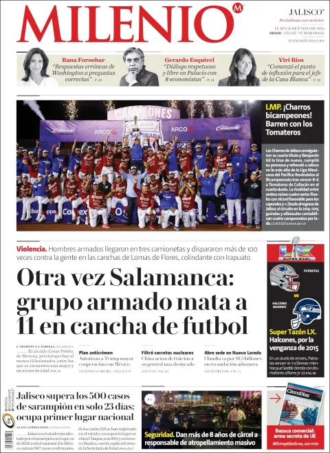 Portada de Milenio Jalisco del lunes, 26 de enero de 2026