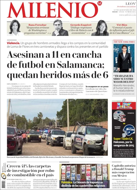 Portada de Milenio Leon del lunes, 26 de enero de 2026