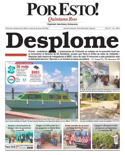 Portada de Por Esto (quintana Roo Chetumal)