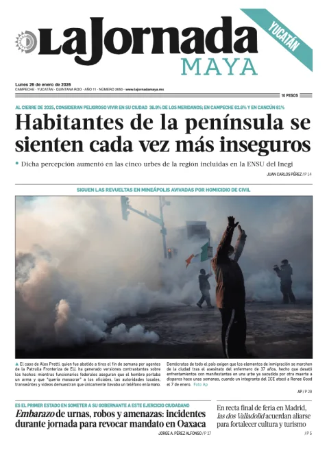 Portada de La Jornada Maya Yucatán del lunes, 26 de enero de 2026