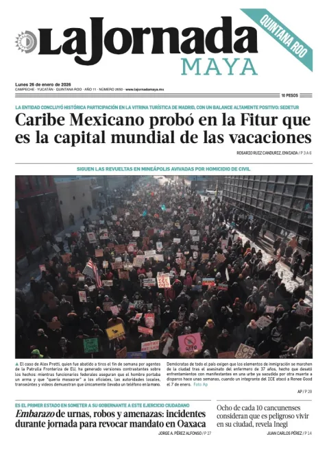 Portada de La Jornada Maya Quintana Roo del lunes, 26 de enero de 2026