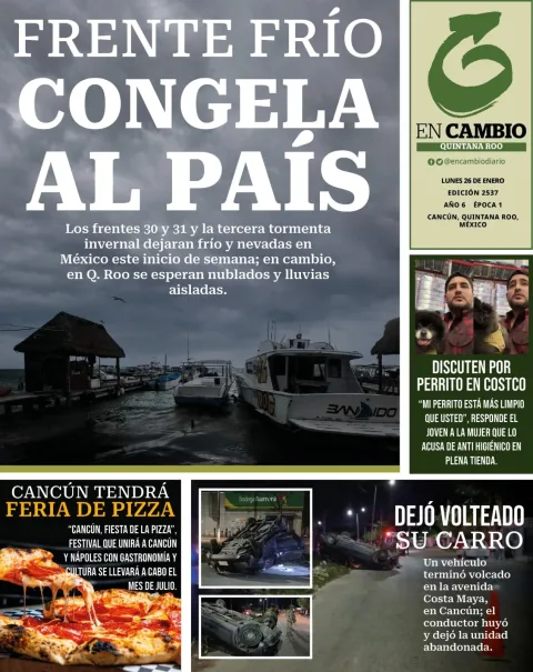 Portada de En Cambio - Quintana Roo (portada) del lunes, 26 de enero de 2026