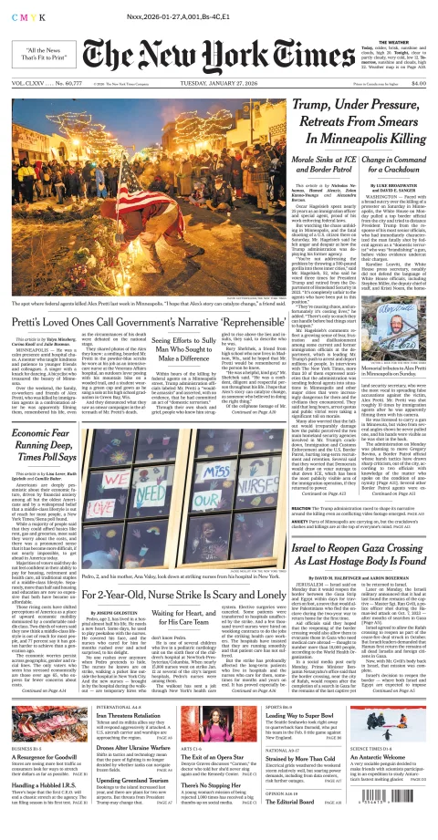Portada de The New York Times (new York) del martes, 27 de enero de 2026