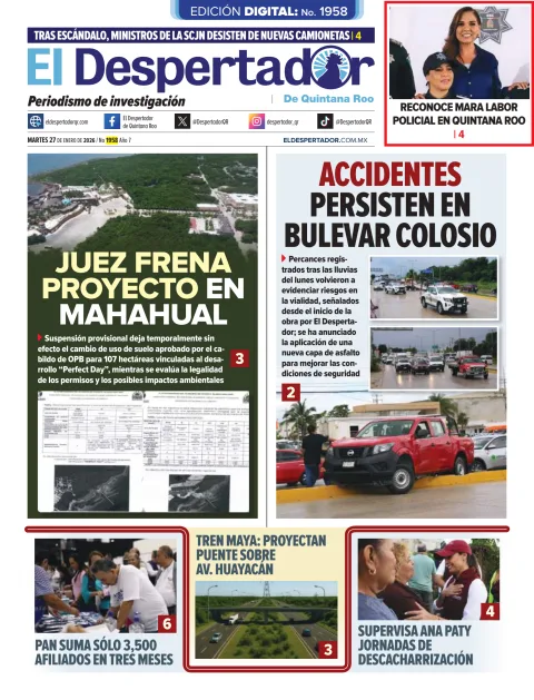 Portada de El Despertador de Quintana Roo del martes, 27 de enero de 2026