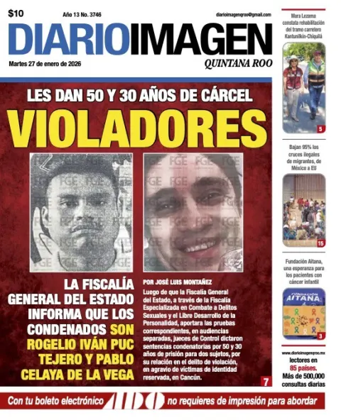 Portada de Diario Imagen Quintana Roo del martes, 27 de enero de 2026