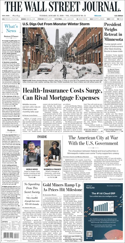 Portada de The Wall Street Journal
