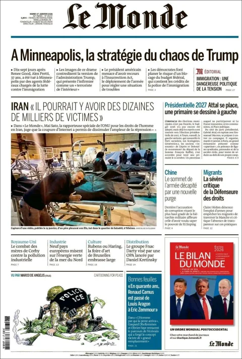 Portada de Le Monde del martes, 27 de enero de 2026