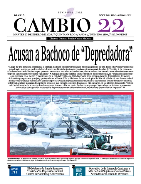 Portada de Diario Cambio 22 (contraportada) del martes, 27 de enero de 2026
