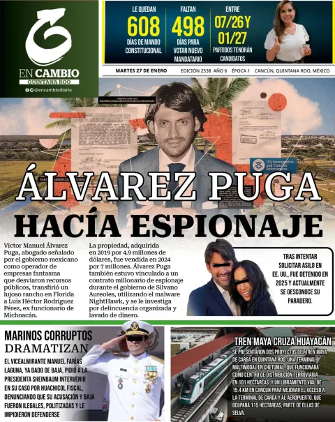 Portada de En Cambio - Quintana Roo (contraportada) del martes, 27 de enero de 2026