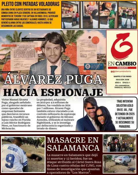 Portada de En Cambio - Tabasco (contraportada) del martes, 27 de enero de 2026