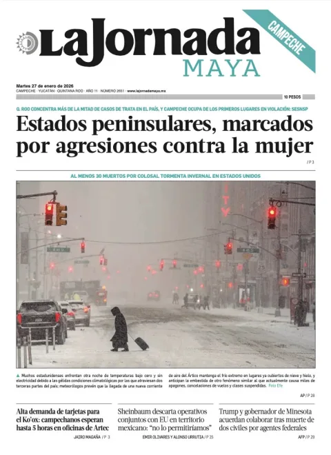 Portada de La Jornada Maya Campeche del martes, 27 de enero de 2026