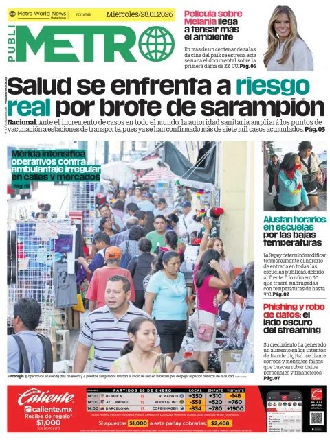 Portada de Publimetro Merida del miércoles, 28 de enero de 2026