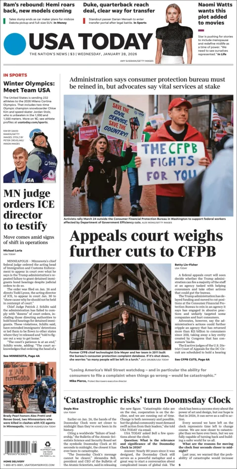 Portada de Usa Today