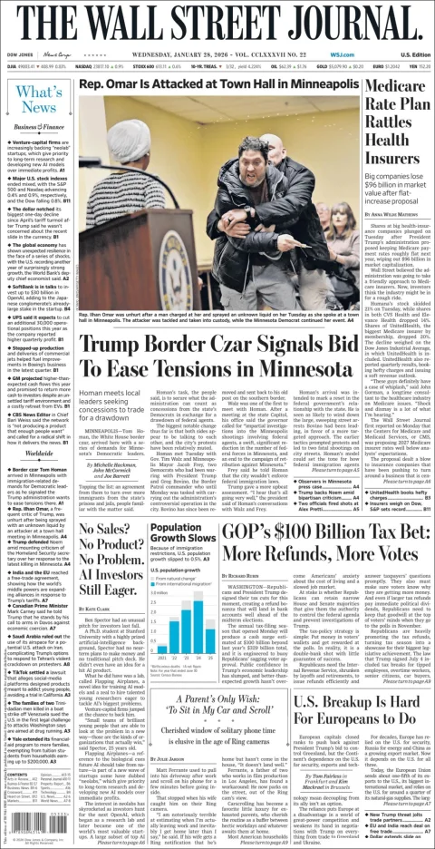 Portada de The Wall Street Journal