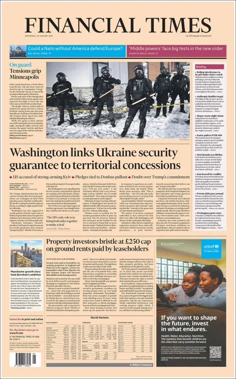 Portada de Financial Times del miércoles, 28 de enero de 2026