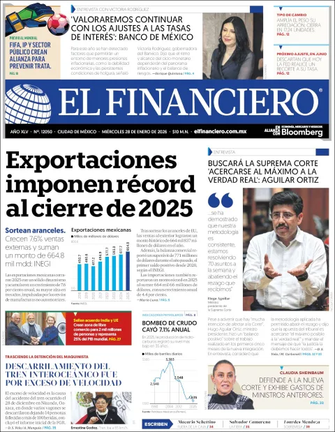 Portada de El Financiero del miércoles, 28 de enero de 2026