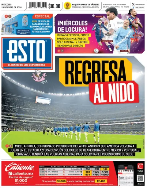 Portada de Esto del miércoles, 28 de enero de 2026