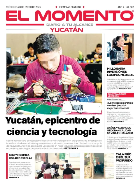 Portada de El Momento Yucatan del miércoles, 28 de enero de 2026