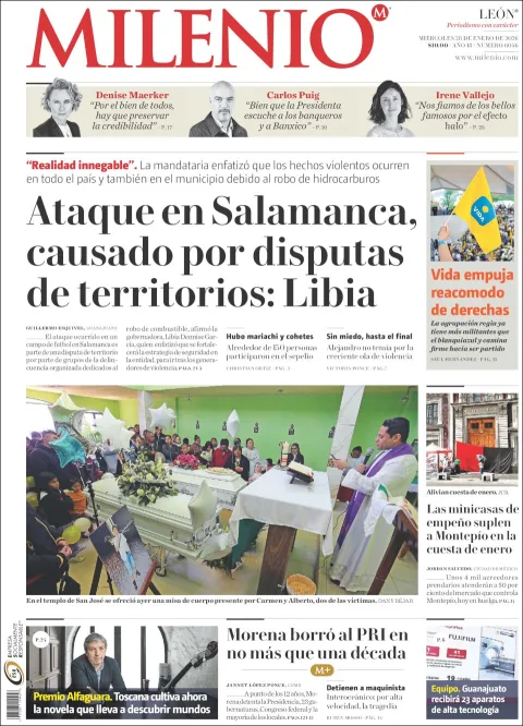 Portada de Milenio Leon del miércoles, 28 de enero de 2026