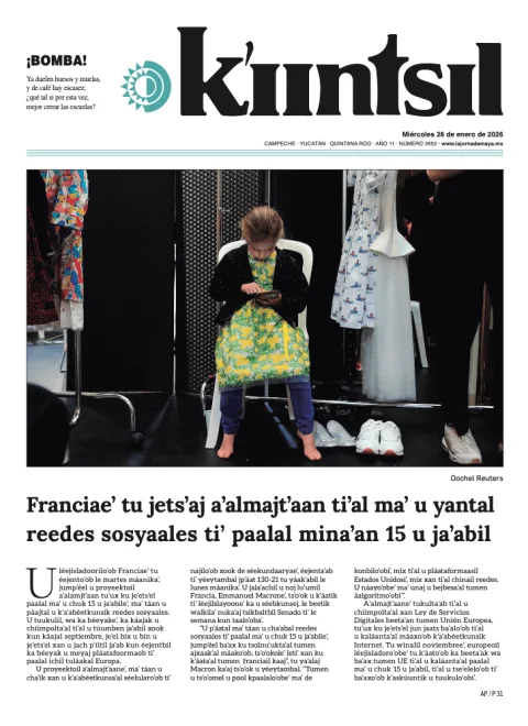 Portada de La Jornada - Kiintsil del miércoles, 28 de enero de 2026