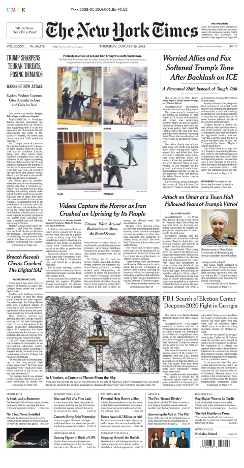 Portada de The New York Times (national) del jueves, 29 de enero de 2026