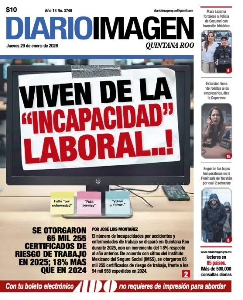Portada de Diario Imagen Quintana Roo del jueves, 29 de enero de 2026