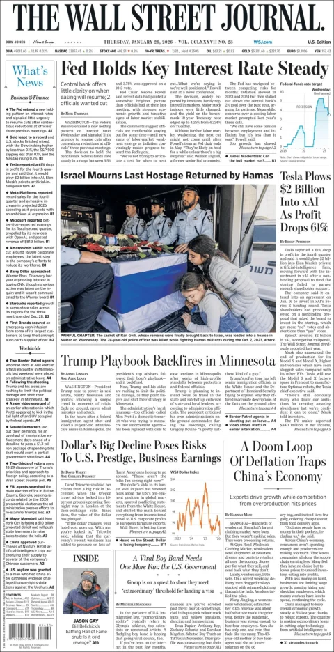 Portada de The Wall Street Journal