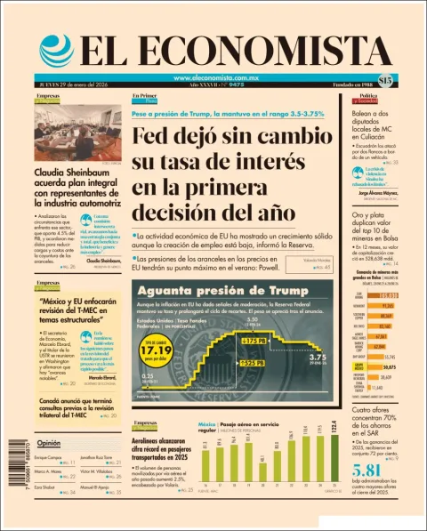 Portada de El Economista del jueves, 29 de enero de 2026